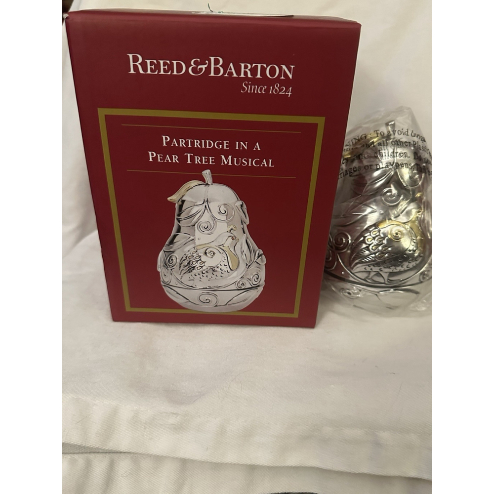 NEW Reed & Barton Partridge in a Pear Tree Musical Ornament Silverplate w Box - Picture 1 of 2
